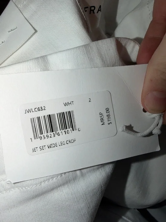 Frame Denim Women's Jetset Crop High Rise Wide-Leg White Cropped Pants NEW - Picture 6 of 8